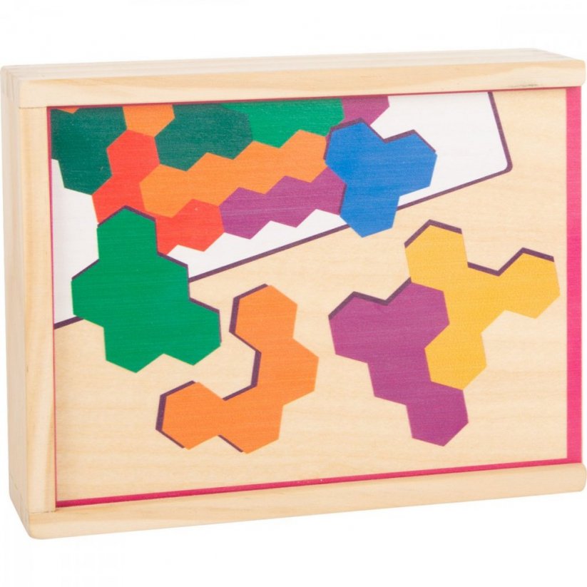 Šesťuholníkové drevené vzdelávacie puzzle